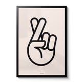 Minimalist Graphic Hand Luck Sign Bold Outline Wall Art Print