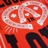 Lucky In Love Western Horseshoe Typographic Print