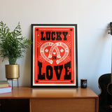 Lucky In Love Western Horseshoe Typographic Print