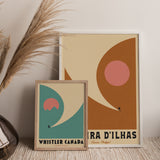 Minimal Mid-Century Ski Snowboard Personalised Print