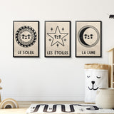Sun, Moon & Stars - 3 Giclée Print Set